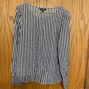 Blue, gold, and white blouse